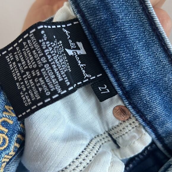 7 For All Mankind Luxe Vintage High Waist Slim Kick Sequined Jeans 27 - Picture 9 of 9